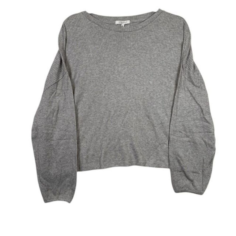 NEW! Z Supply Annie Rib Long Sleeve Top Gray Lightweight Size Large